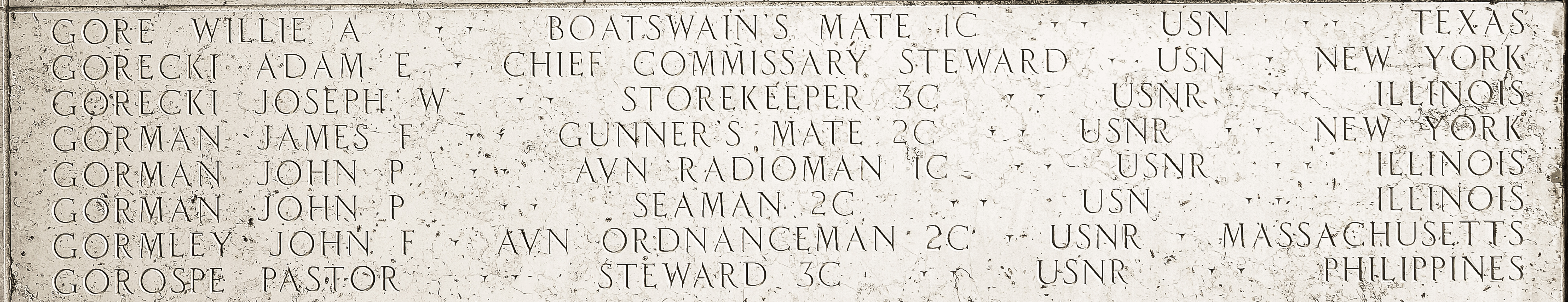 Adam E. Gorecki, Chief Commissary Steward